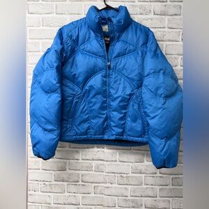 Obermeyer Goose Down Ladies sz 10 Ski Jacket Bright Blue Zip Front